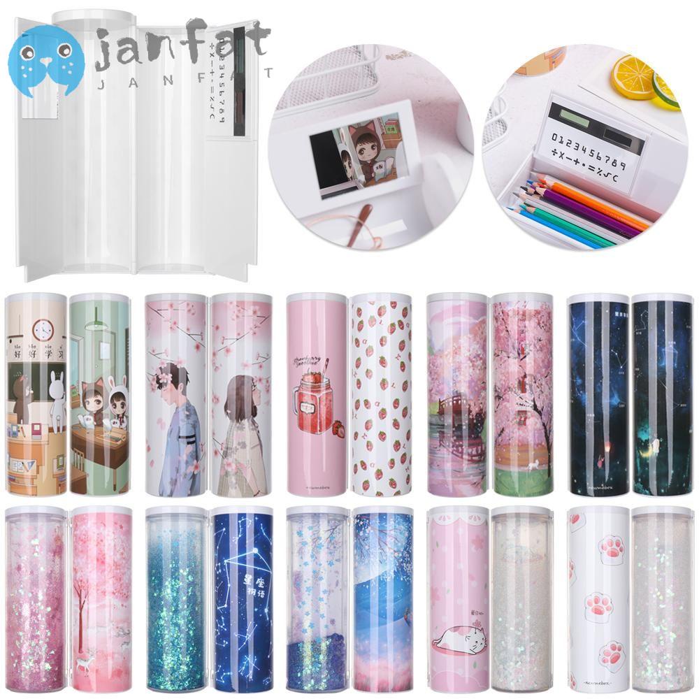 Janfat กล่องดินสอ ทรงกระบอก มีทรายไหล แบบพกพา สไตล์สร้างสรรค์