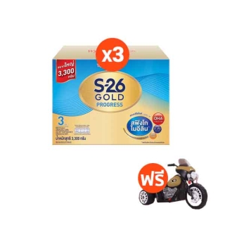 S-26 Gold Progress 3300 g นมผง ยกลัง (สูตร 3) Pack 3 กล่อง รับฟรี Learning Big Bike