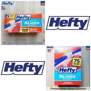 Hefty® Freezer Slider Quart 35, 75 Bags ถุงเก็บของ ถุงเก็บอาหาร ถุงแช่แข็ง ถุงอเนกประสงค์