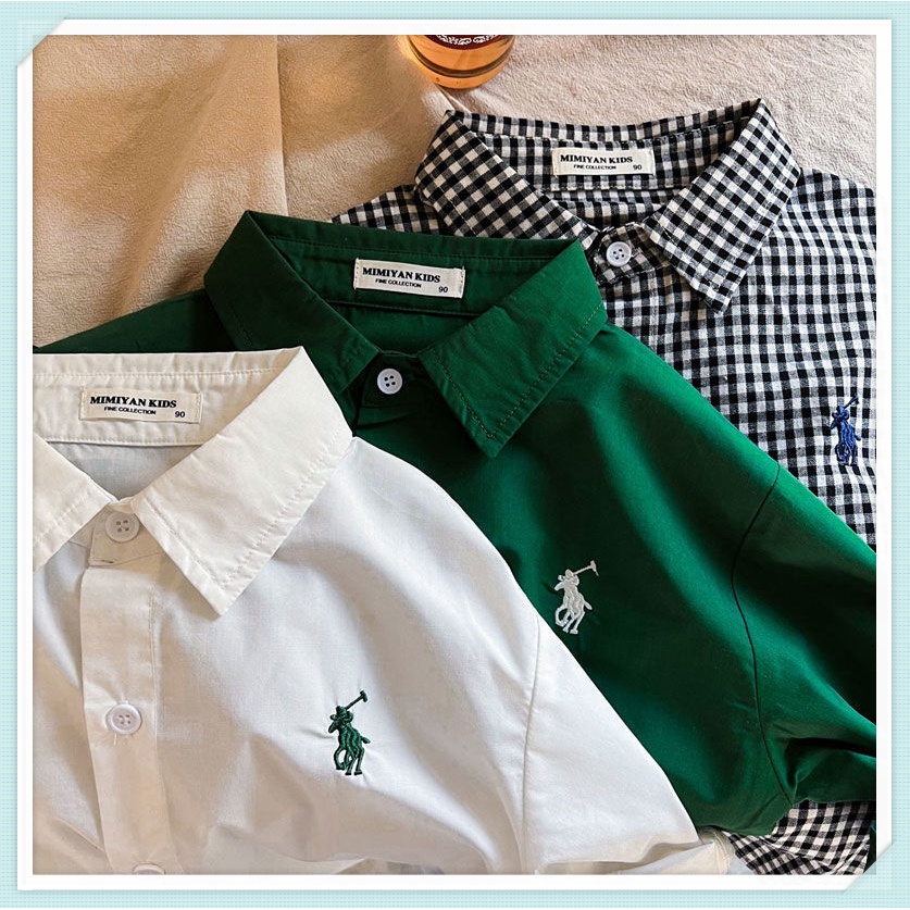 เสื้อเชิ้ตเด็ก 2022 ฤดูใบไม้ผลิใหม่เด็กเกาหลีปักโปโล/ท็อปส์ซู/เสื้อแฟชั่นลำลอง เสื้อผ้าเด็กผู้ชาย