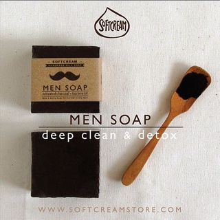 สบู่ผสมชาร์ลโคลและทีทรีออลย์ MEN SOAP