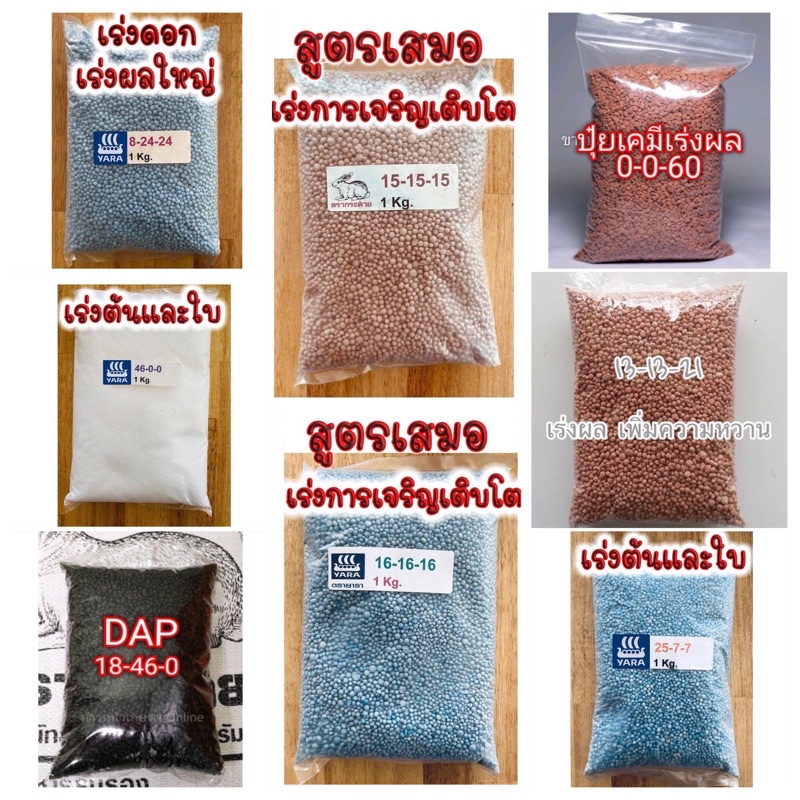 ปุ๋ยเคมี 46-0-0 / 15-15-15 / 16-16-16 / 0-0-60 / 8-24-24 / 13-13-21 / 18-46-0 / 21-0-0 ของเเท้คุณภาพ