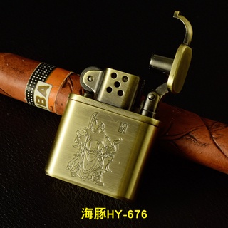 ❡◈◆DOLPHIN-676 Old Nine Doors น้ำมันก๊าด Outdoor Metal Lighter