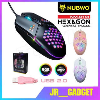 NUBWO รุ่น NM-91M Gaming Mouse เมาส์เกมส์มิ่ง เมาส์เล่นเกม มีสาย มีไฟ RGB 4 Level Max 800 DPI  jr_gadget