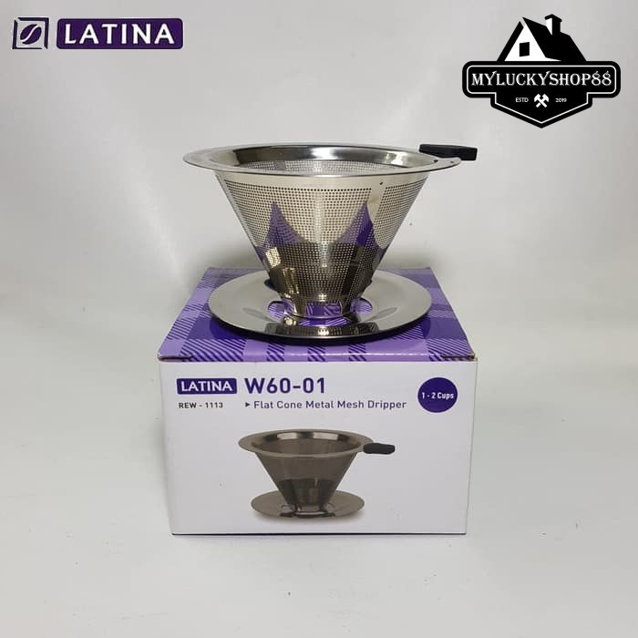 Latina W60.01 Metal Dripper - V60 Flat Cone Stainless Mesh REW-1131
