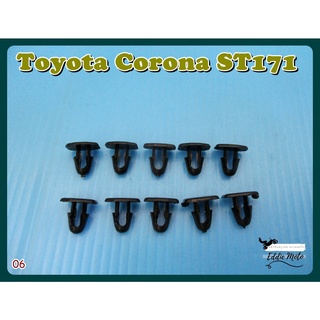 TOYOTA CORONA ST171 DEWATERING LOCKING CLIP "BLACK" SET (10 PCS.) (06)  // กิ๊บรีดน้ฝากระโปรง หัวเหลี่ยม สีดำ (10 ตัว)