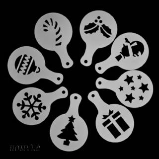 [HOMYL2] Pack of 8, Coffee Art Stencil Chocolate Cappuccino Foam Craft Christmas