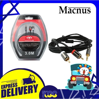 สายสัญญาณเสียง สายต่อลำโพง Macnus HC5106B Cable 3.5mm. to 2RCA 3M.สาย 1 ออก 2 ยาว 3 เมตร รับประกัน 6 เดือน