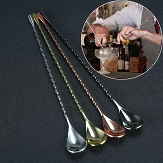 SUER Spiral Cocktail Spoons Mixing Bartender Tools Teadrop Spoon Stainless Steel Stirring Bar Accessories Eco-Friendly Kitchen Supplies/Multicolor