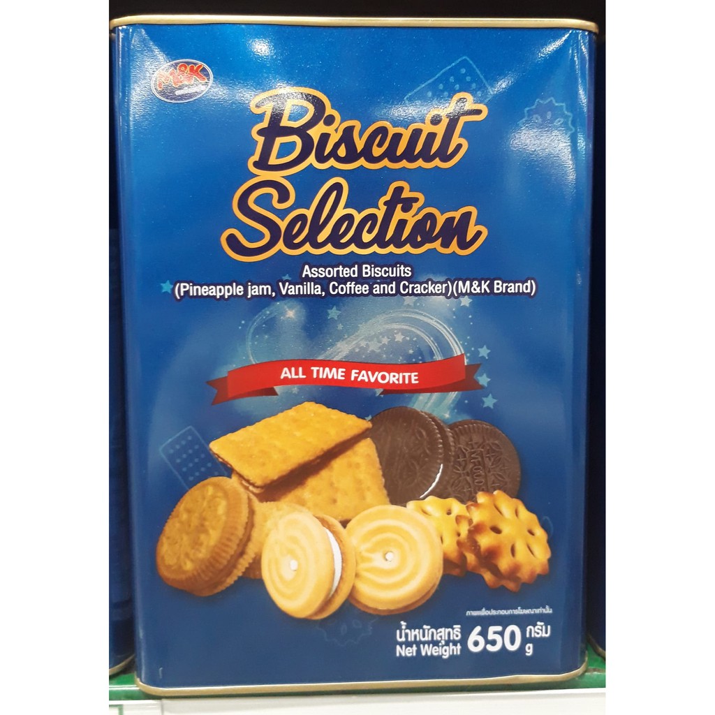 ส่งฟรี  M&K เอ็มแอนด์เค ขนมปังรวมรส บรรจุปี๊บ 650กรัม บิสกิต MIX BISCUIT (มีตัวเลือกสินค้า)  น้ำเงิน   ฟรีปลายทาง