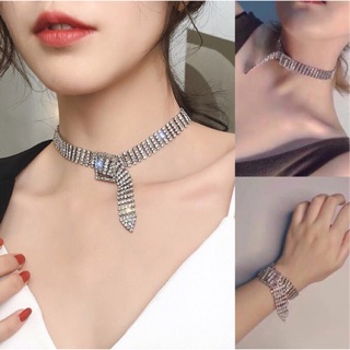 โชคเกอร์เข็มขัดเพชร 💎 มีคลิปสินค้าจริง 😎  หรูหรา ราตรี บายเนียร์ ✨ Belt Choker