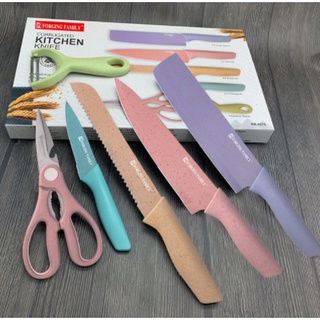 PP ชุดมีดสแตนเลสสีพาสเทล Forging Family 6 Pastel Knife Set เซ็ตสุดคุ้ม 6 ชิ้น