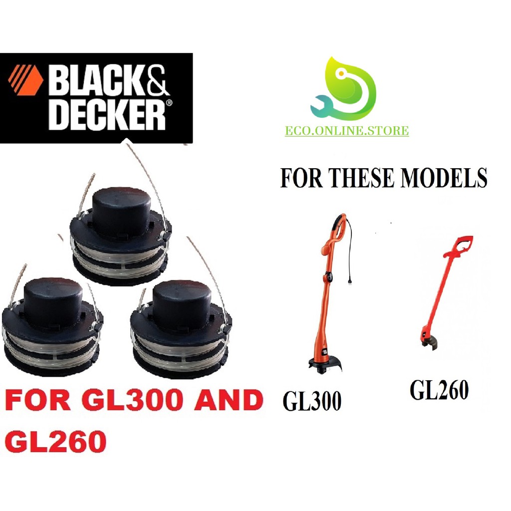 RS300 สีดํา DECKER SPOOL LINE REFILL NYLON STRING PART GL300 GL260 GRASS TRIMMER CUTTER MESIN RUMPT