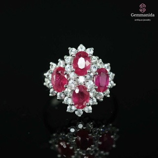 แหวนทับทิมเผาเก่า  white sapphire ขนาด 53