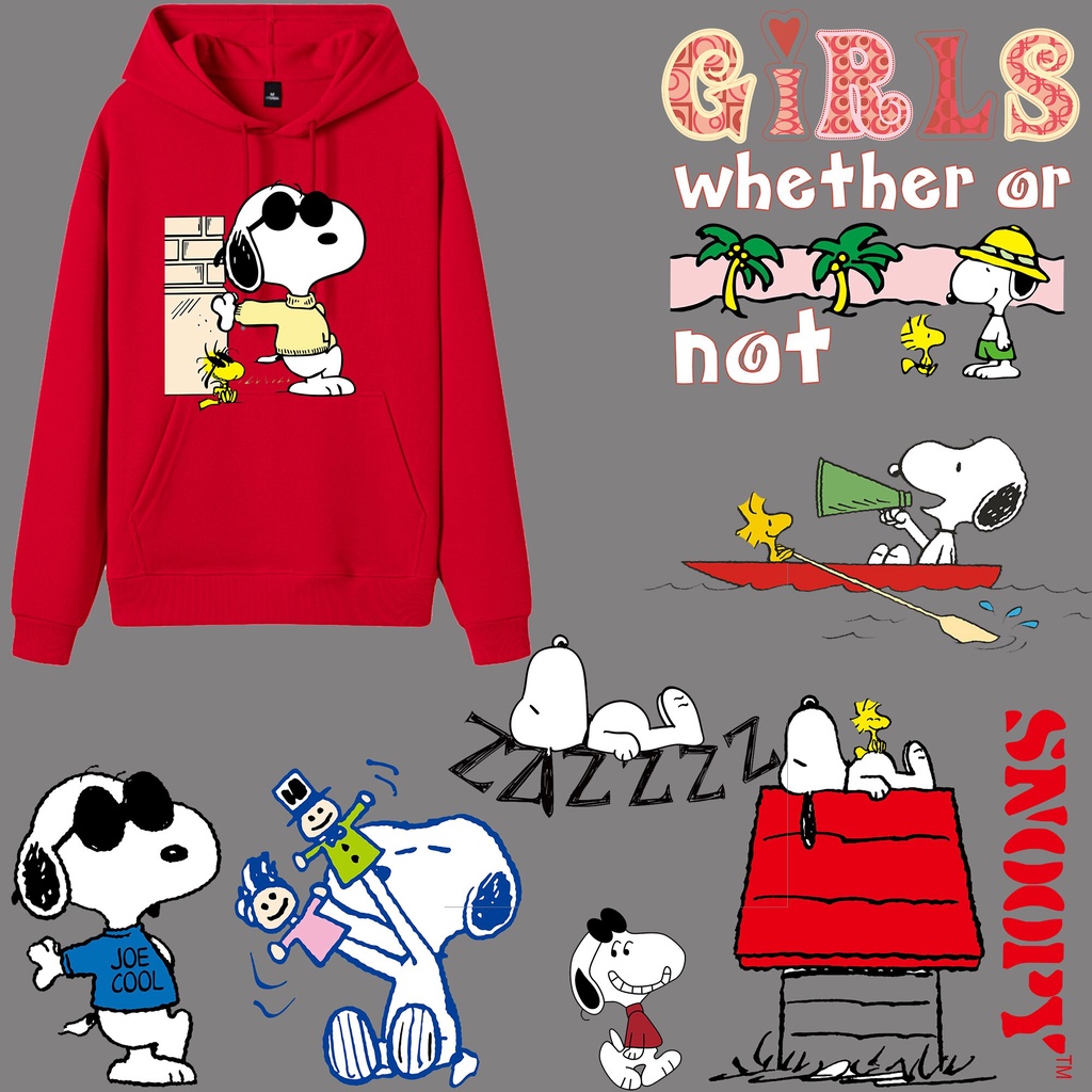 แผ่นแพทช์สติกเกอร์ ลายการ์ตูนอนิเมะ Snoopy Iron on Patches A-Level ซักทําความสะอาดได้ สําหรับตกแต่งเสื้อยืด กางเกงยีน