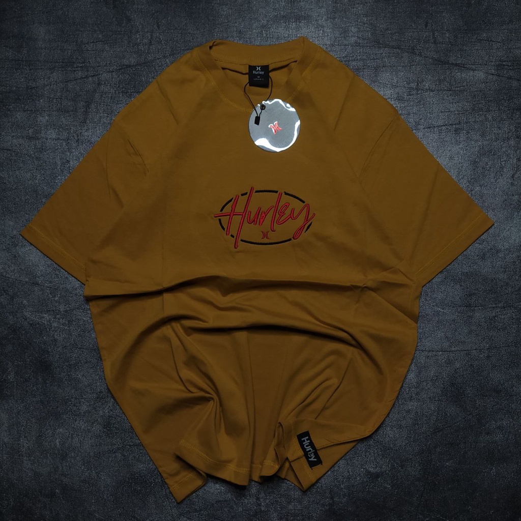 EMBROIDERED สีเหลือง HURLEY เสื้อยืด HURLEY สีเหลือง TSHIRT MENS DISTRO EMBROIDERED เสื้อยืด