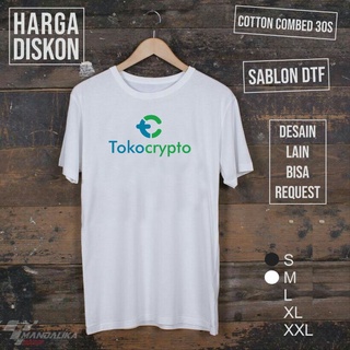 เสื้อยืดคอกลมเสื้อยืด พิมพ์ลาย Tokocrypto bitcoinS-5XL