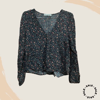 Pull&amp;Bear – เสื้อเชิ๊ตแขนยาวลายดอก – XS