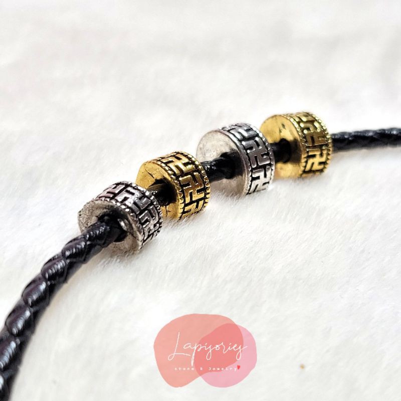 ชาร์มเงินทิเบต (ราคาต่อคู่) สวัสดิกะ ชาร์มสีเงิน ชาร์มสีทอง เม็ดคั่นหิน ตัวตกแต่งกำไล diy
