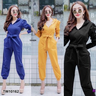 ❤️ TW10162 Jumpsuit จั้มสูททรงสวย แขนยาว สีพื้น งานเนื้อผ้าคอมพ์มีซิปอก มีฮู้ดคลุม เอวยืดสม้อครอบ มีกระเป๋าล้วง 2 ข้าง