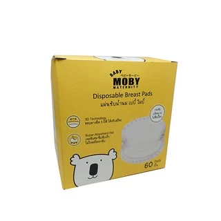 MOBY แผ่นซ้บน้ำนม รุ่น 3D Super Absorbent Gel ร่องซึมซับ4จุด ป้องกันการซึมเปื้อนด้านข้างบรรจุ 60ชิ้น
