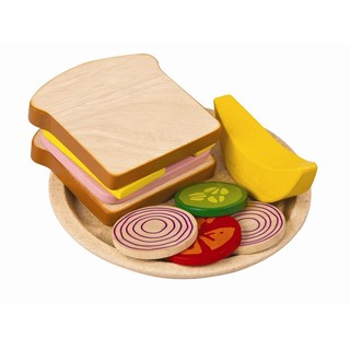 PlanToys ของเล่นไม้ Sandwich Meal (สีไม้ธรรมชาติ)