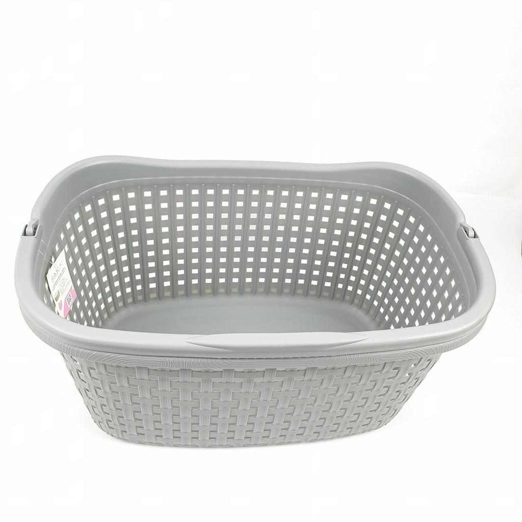 GlobalHouse SAKU ตะกร้าผ้าพลาสติกหูหิ้ว 42ลิตร ขนาด60x40x27ซม. รุ่น TG51900 สีเทา สินค้าของแท้คุณภาพดี - รูปที่ 3