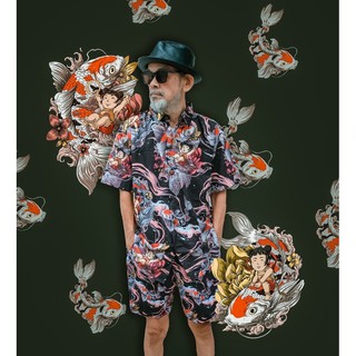 เสื้อฮาวายพิมลายนาจาขี่ปลาคาร์พ