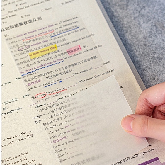 กระดาษโน้ต PET กันน้ํา สีโปร่งใส เครื่องเขียน สําหรับโรงเรียน จํานวน 50 แผ่น