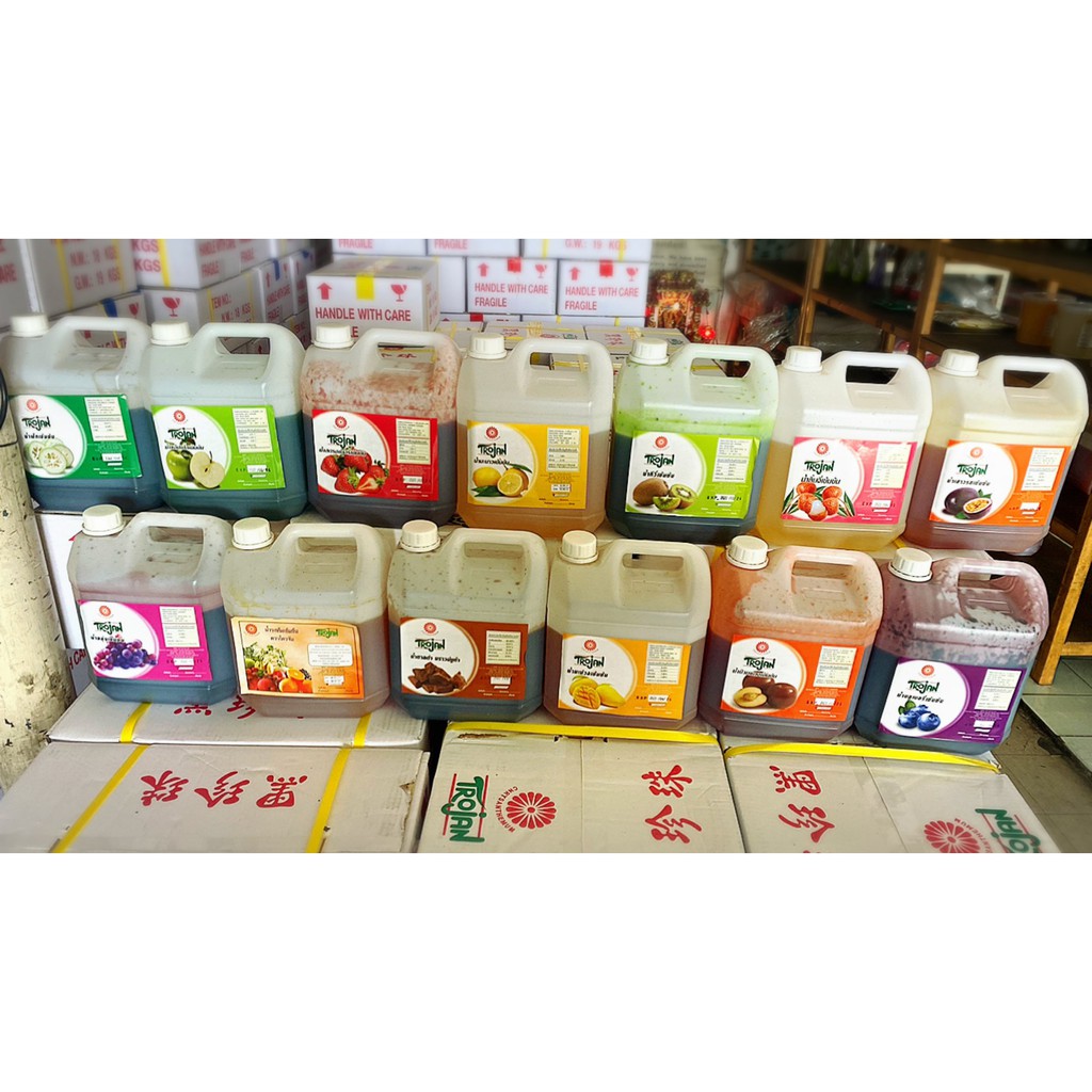 หัวเชื้อน้ำผลไม้เข้มข้น 4 กก. / 1 แกลอน ตราโตรจัน (Trojan) Syrups Trojan 4 kg