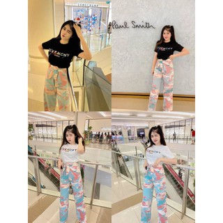 Set2pcs. เสื้อยืด+กางเกง ขายาว ทรงกระบอก