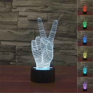 Victory โคมไฟตั้งโต๊ะ LED 3D ไล่โทนสี 7 สี ชาร์จ USB