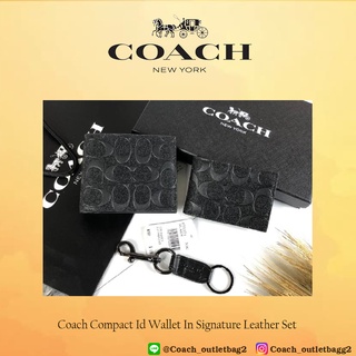 COACH Compact Id Wallet In Signature Leather Set