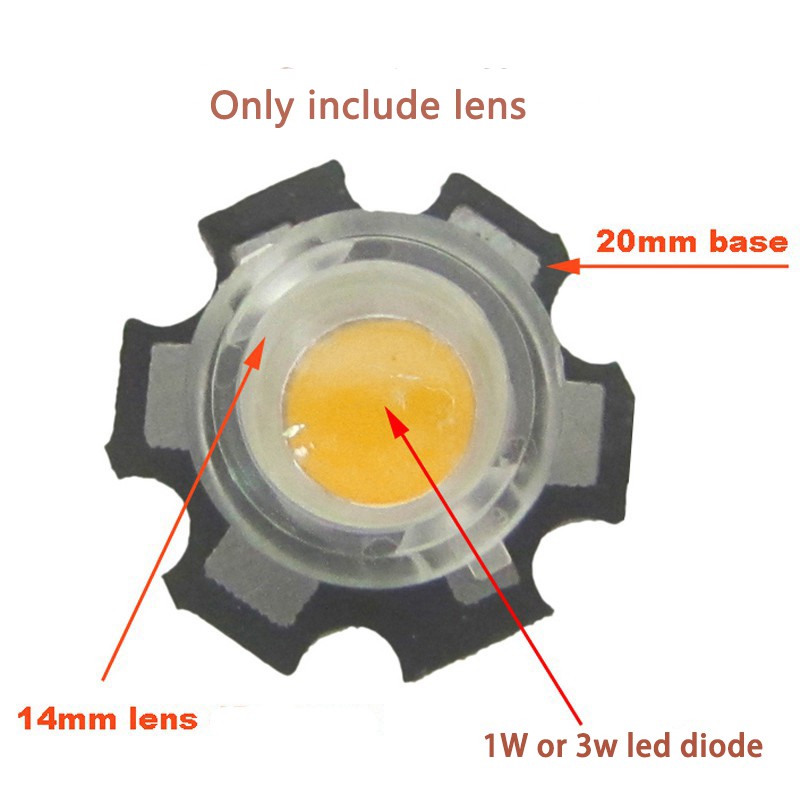 เลนส์ใส 14 มม. 15 30 45 60 90 100 องศา สําหรับหลอดไฟ LED 1W 3W 5W (ไม่มีไฟ LED และฐานดาว) 10 ชิ้น ต่อล็อต