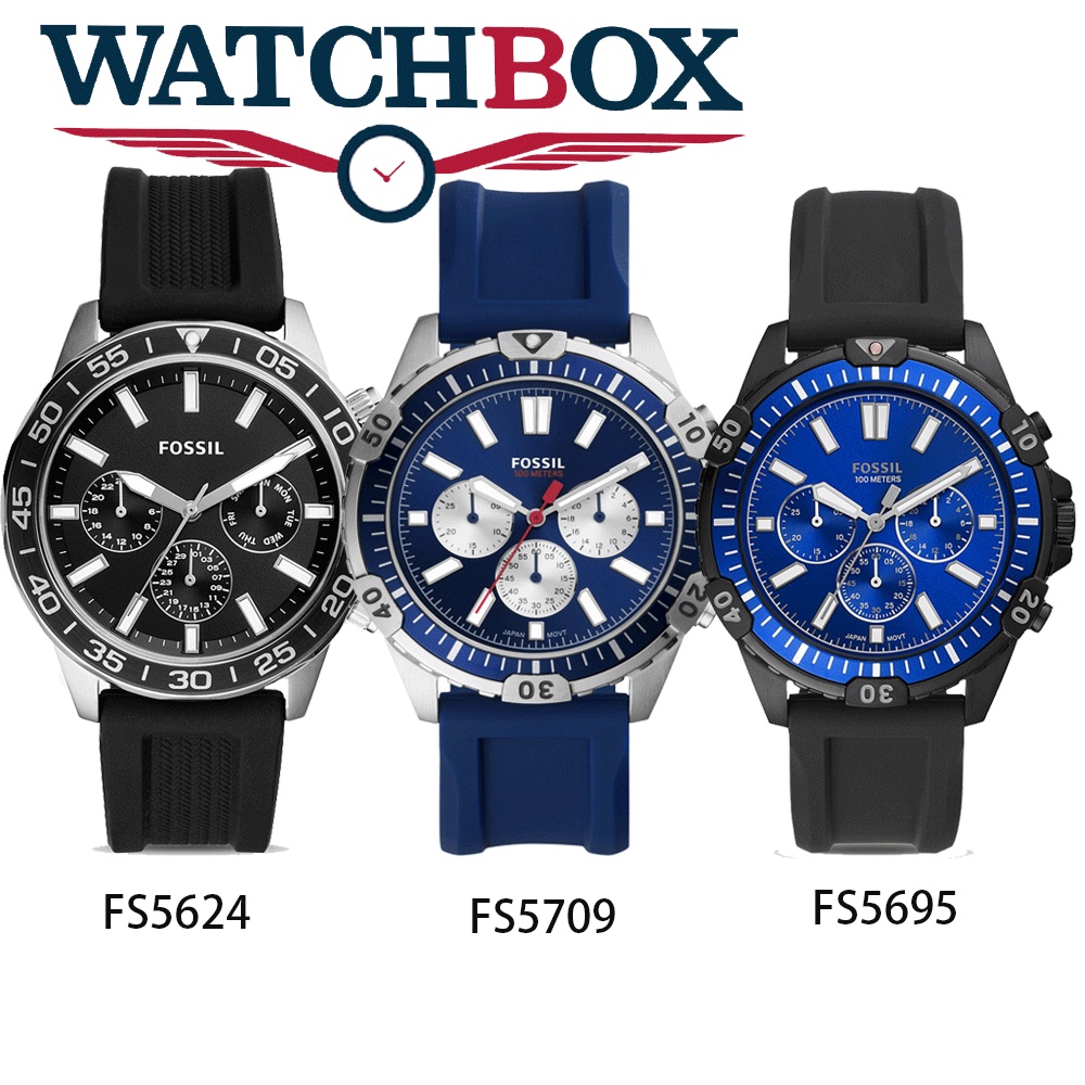 นาฬิกา Fossil Men's Garrett Chronograph Navy Silicone Watch FS5624 FS5709 FS5695