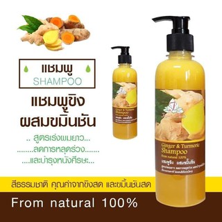 แชมพูขิงผสมขมิ้นชัน ปริมาณ 400 ml.จันทร์เพ็ญสมุนไพร