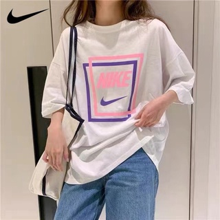 [S-5XL]Nike เสื้อยืดแขนสั้นลําลอง ผ้าฝ้าย 100% พิมพ์ลาย สวมใส่สบาย สําหรับผู้หญิง