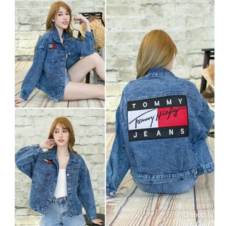 JACKET 2020 แจ็คเก็ตยีนส์แขนยาวทรงครอปหลังรีดเพชร ผ้าดี ใส่สบาย8211#