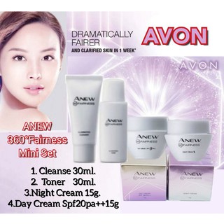 AVON Anew 360* Fairness ตามตัวเลือกSet Mini 4ชิ้น เดย์+ไนท์+โฟม+โทนเนอร์