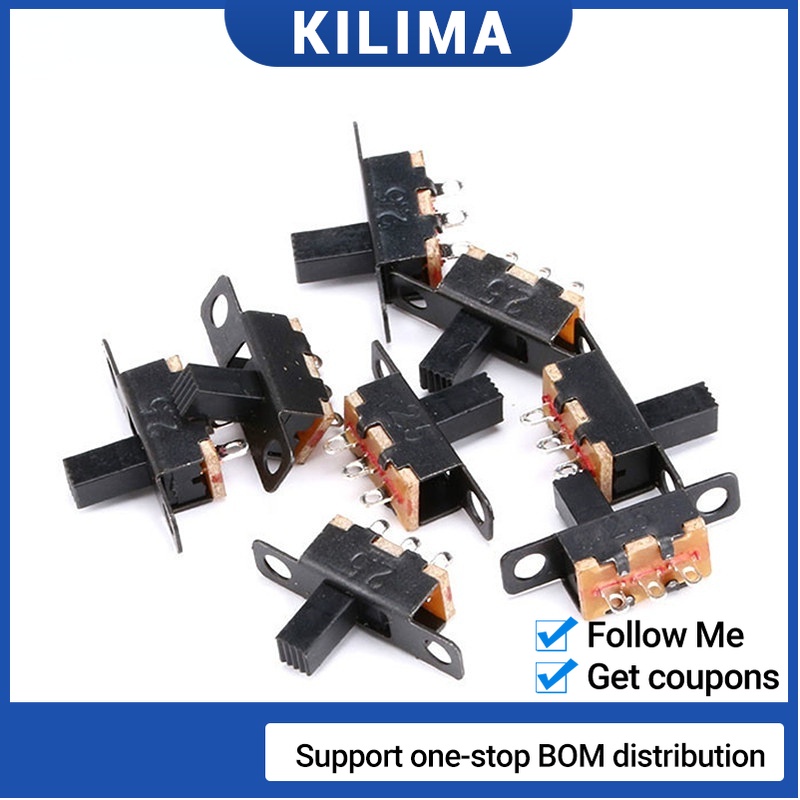 สวิตช์สไลด์ SPDT 50V 0.5 A SS12F15 ขนาดเล็ก 6 มม. สีดํา สําหรับโปรเจคอิเล็กทรอนิกส์ DIY G6 1P2T 10 2