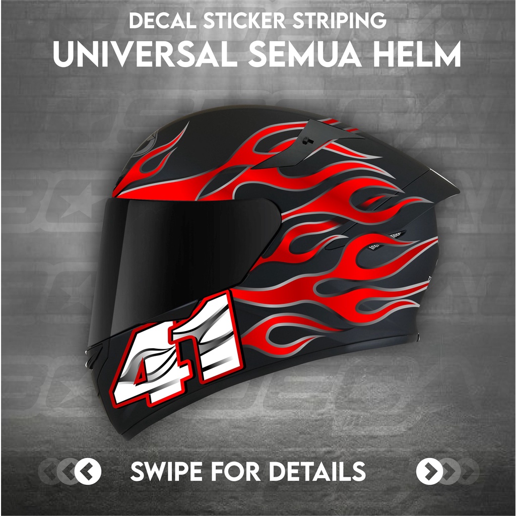 สติ๊กเกอร์หมวกกันน็อค UNIVERSAL พร้อมแถบชุดเต็ม HAGA MOTIF