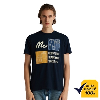 เสื้อยืดหลวม# Mc Jeans เสื้อยืดแขนสั้นผู้ชาย คอกลม สีกรมท่า ผ้านุ่ม ระบายอากาศได้ดี MTSZ853