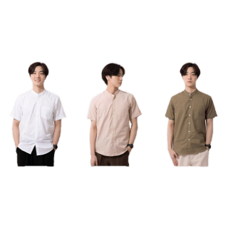 [M-XL] เสื้อเชิ้ตคอจีนแขนสั้น 14 สี REGULAR FIT SHIRT ผ้าออกฟอร์ด COTTON 100% เสื้อเชิ้ตผู้ชาย เสื้อเชิ้ตทำงาน