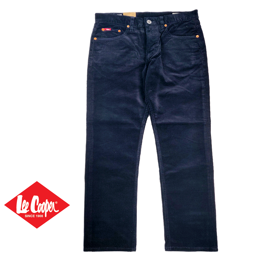 Lee Cooper กางเกงยีนส์ผ้าลูกฟูกตัดตรงสําหรับผู้ชายสีน้ําเงินเข้ม (LC10-12S-LVB)