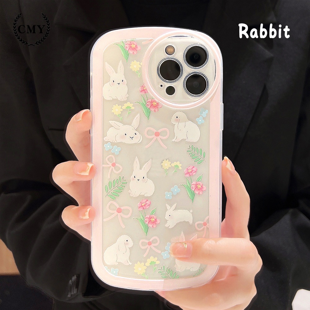 เคสโทรศัพท์มือถือ ซิลิโคนนิ่ม tpu ลายกระต่ายน่ารัก สําหรับ iphone 11 12 13 pro max mini XR XS 7 8 plus