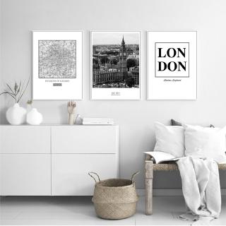 Modern New York London Paris City Map Wall Art Picture For Living Room Black and White Posters Prints Home Decor