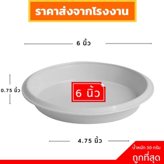 จานรอง
 ถาดรองกระถางต้นไม้ จานรองกระถาง
 สีขาว 6 นิ้ว