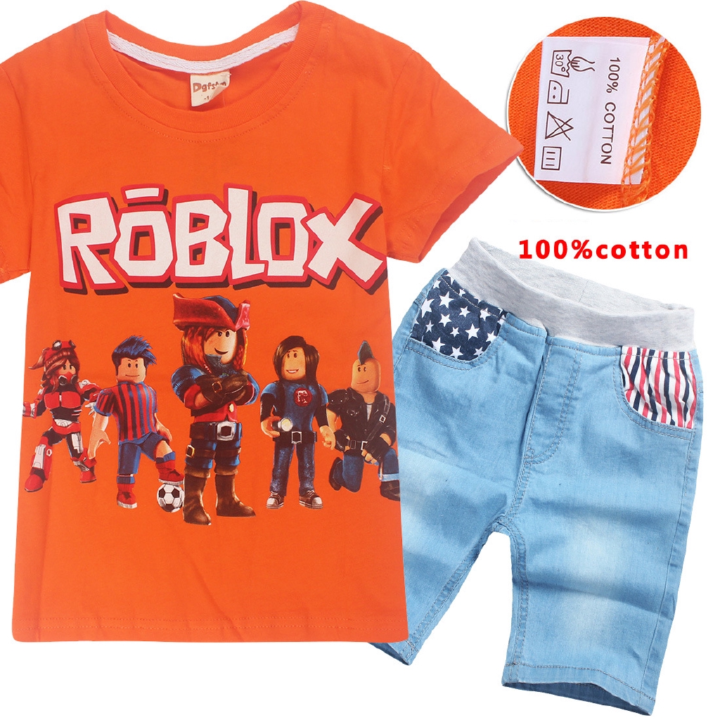 เส อย ดแขนส นกางเกงย นส Roblox ผ าฝ าย 6 14 ป Shopee Thailand - ขายถก roblox boys 105 155cm body height cotton t shirts