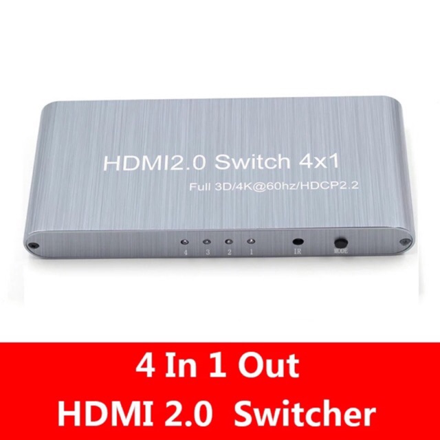 ลดราคา HDMI 2.0 Switcher Full HD 4K x 2K HDMI 2.0 Switcher 4X1 4 in 1 OUT สำหรับ HDTV DVD PS3 สนับสนุน HDCP 2.2 #ค้นหาเพิ่มเติม Anycast Capture Card USB ตัวแปลงสัญญาณ Wifiเครื่องขยายเสียงไร้สาย