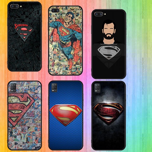 นุ่มสีดํา OPPO A3S A5 A37 Neo 9 A39 A57 A5S A7 A59 F1s A77 F3 A83 A1 A1K superman โลโก้ T ฝาครอบโทรศ